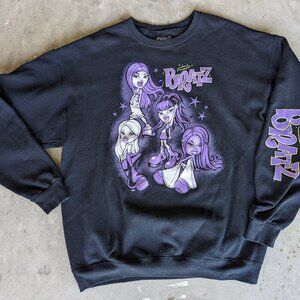 Bratz Dolls Y2K Black Crewneck Pullover Oversized Graphic Sweatshirt